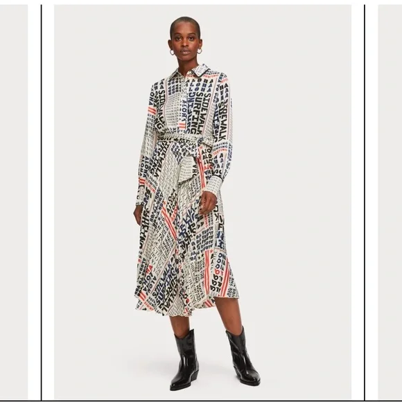 Scotch & Soda Text Print Pleated Dress - Picture 2 of 3